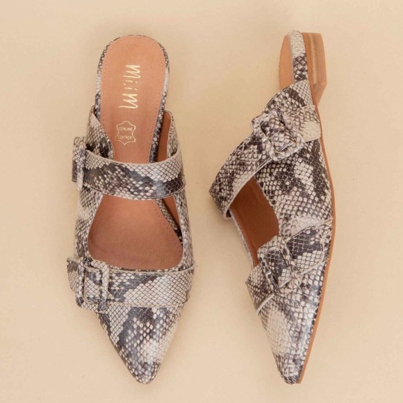 Snake Print Flats - Mi.iM “Hannah” Mules - Picture 2 of 4